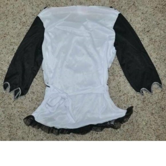 Monster Bride Halloween Costume 0/9 Black White Top, Veil, Sleeves 4 Pc Jr Girls - Picture 3 of 5